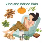 Woman finding natural relief from period pain with zinc supplements and nutritious foods, supported by Holistic Gynaecology Clinic London.