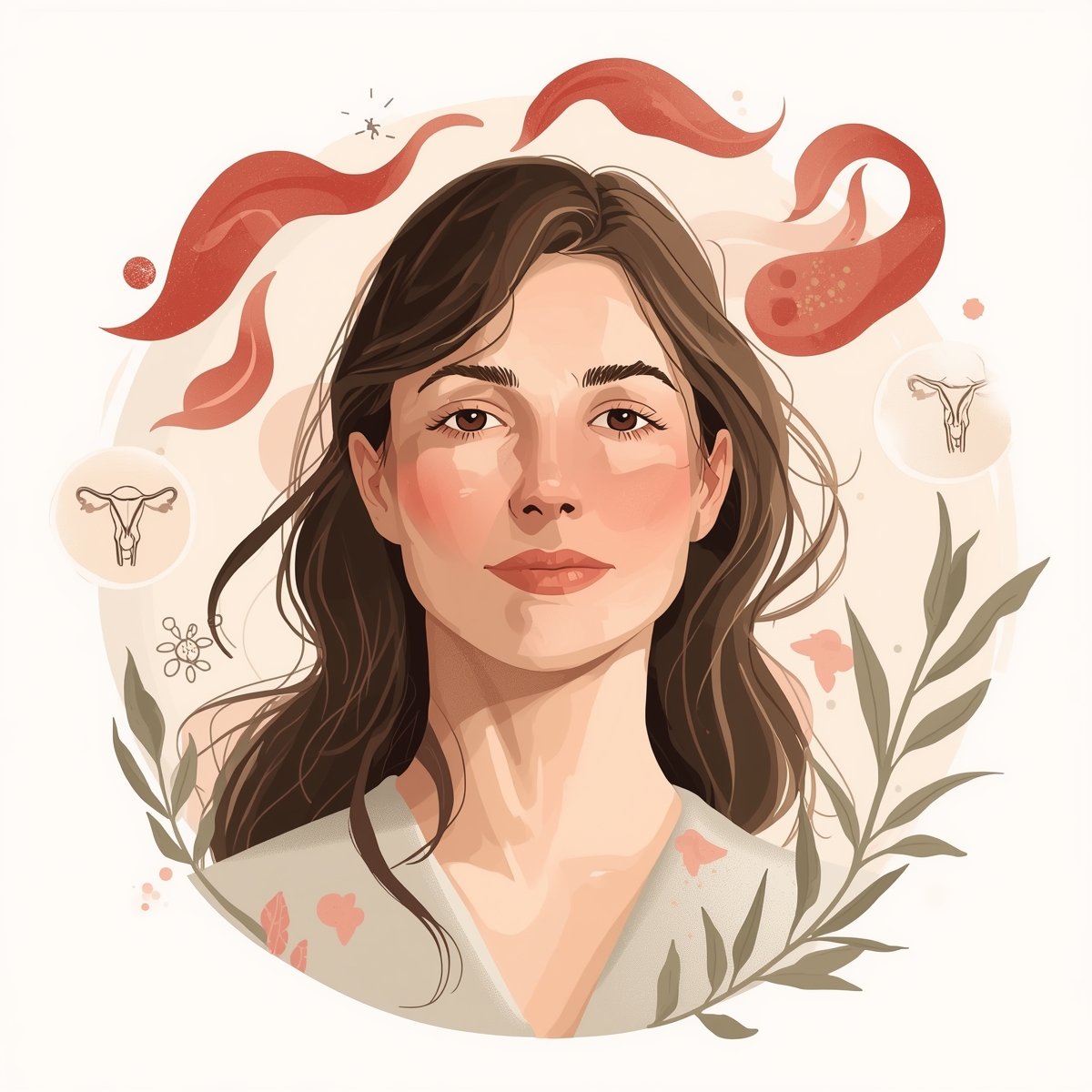 Illustration representing iron deficiency in women, showing fatigue, menstrual health, and holistic women’s wellbeing.