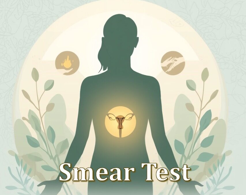 Private smear test London – illustration of female silhouette with highlighted cervix representing cervical screening and HPV testing